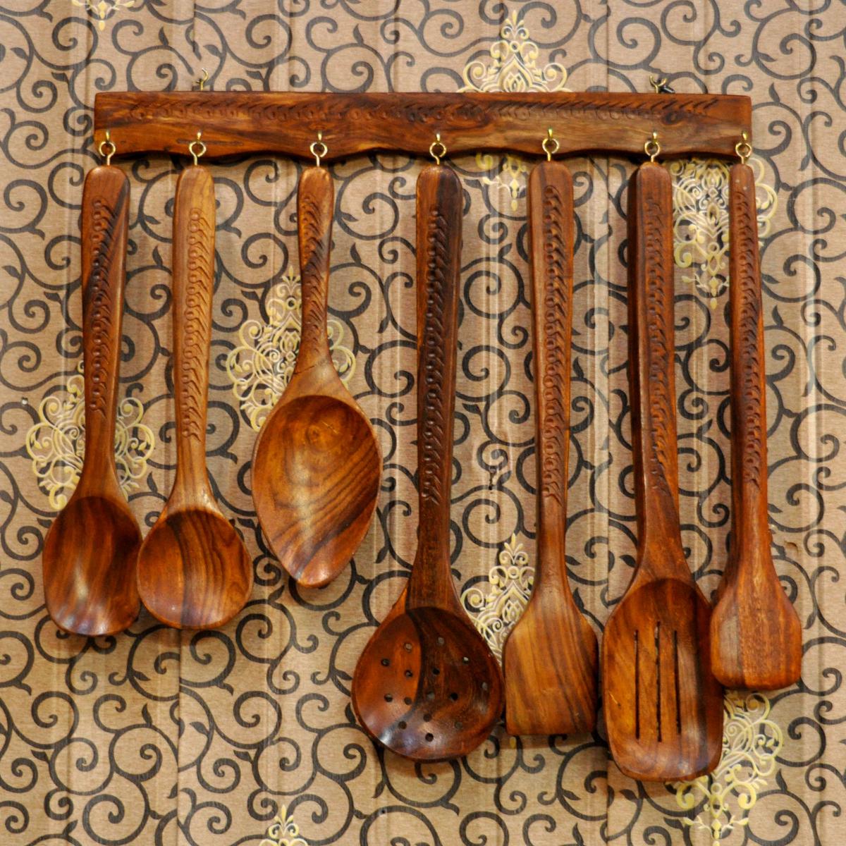 Wooden Spoon Set - 1 Wall Hanging Stand